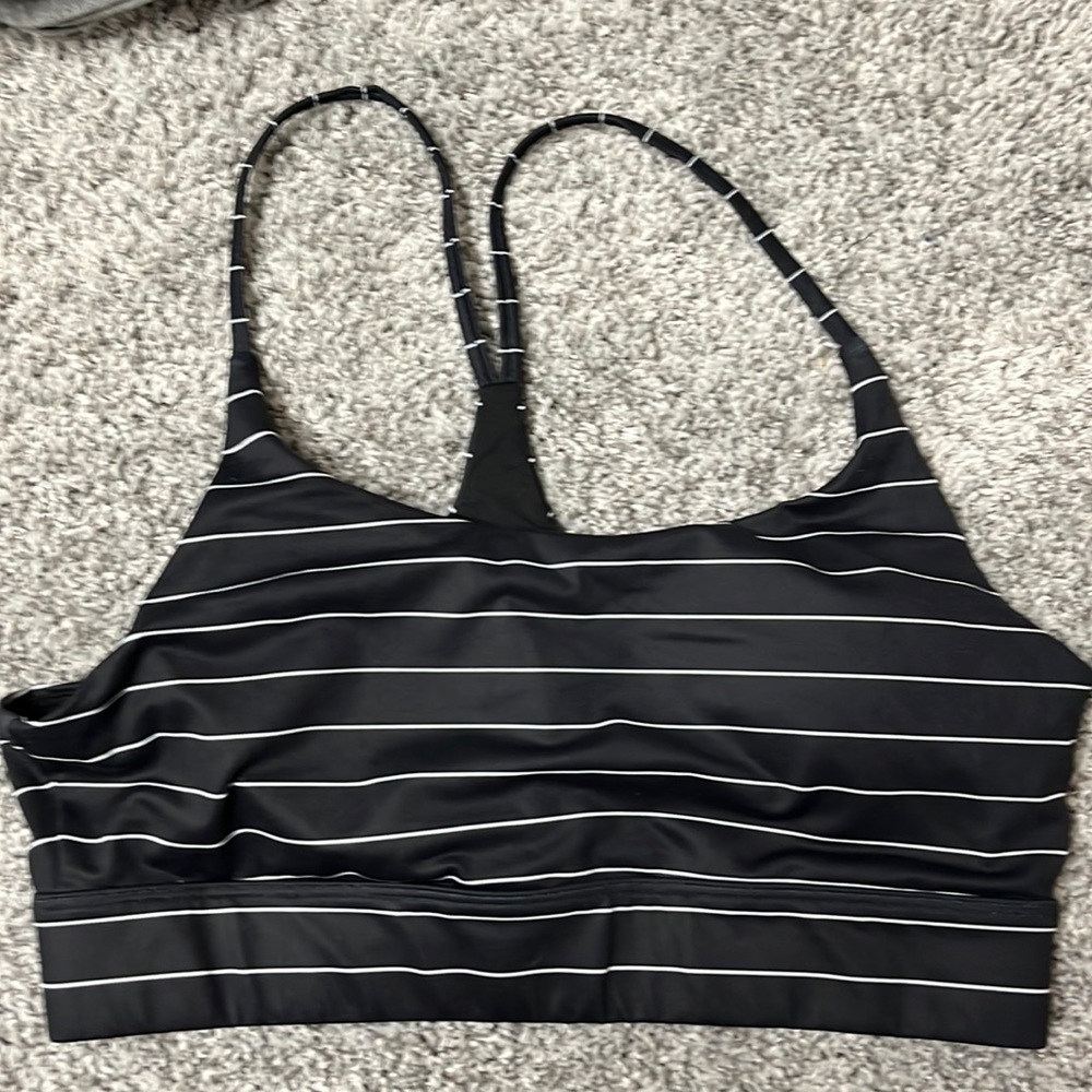 Zyia Black Stripe Light n Tight Racer Strap Bra